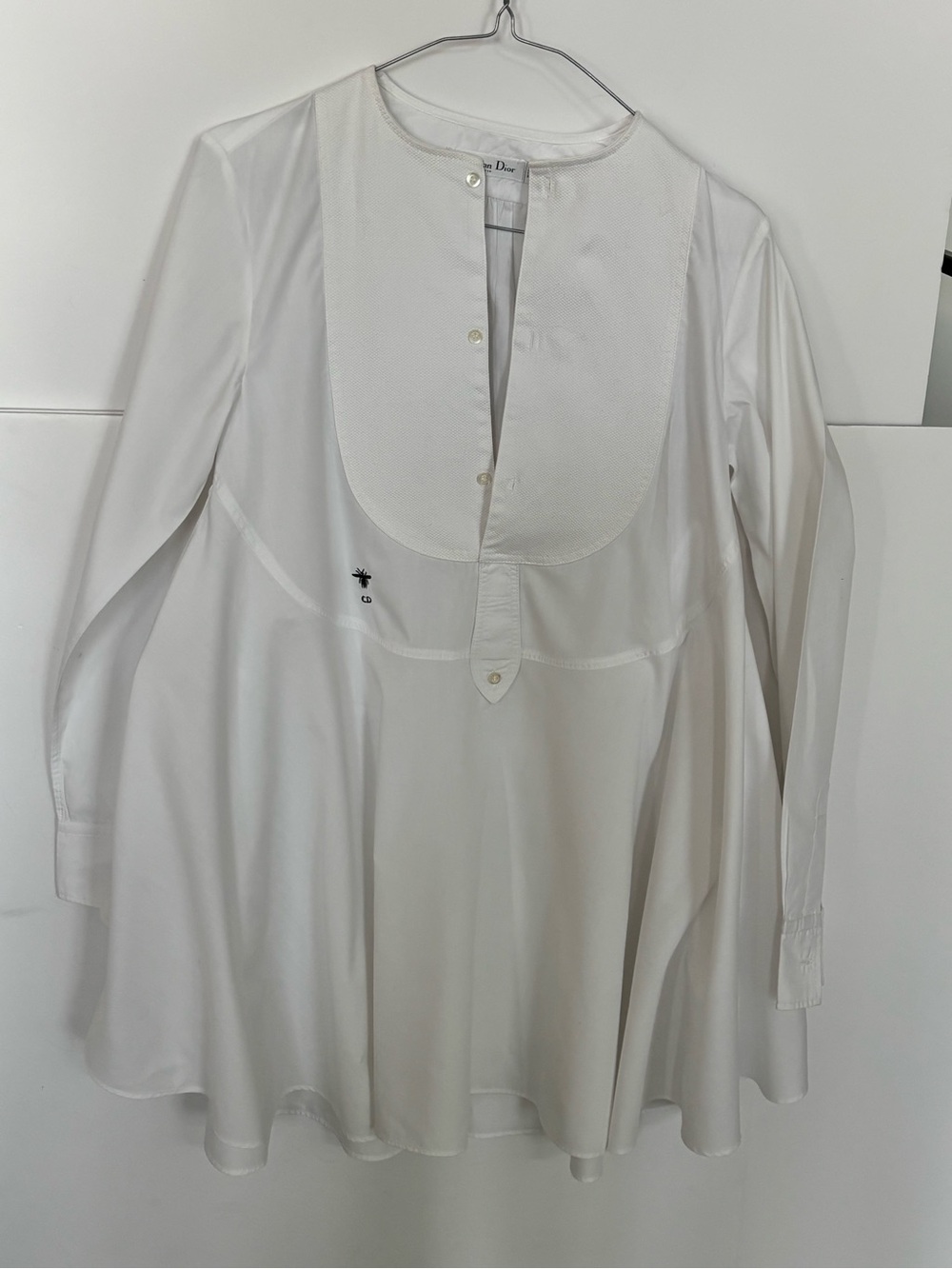 Dior White Long-Sleeve Tunic with Bib Front